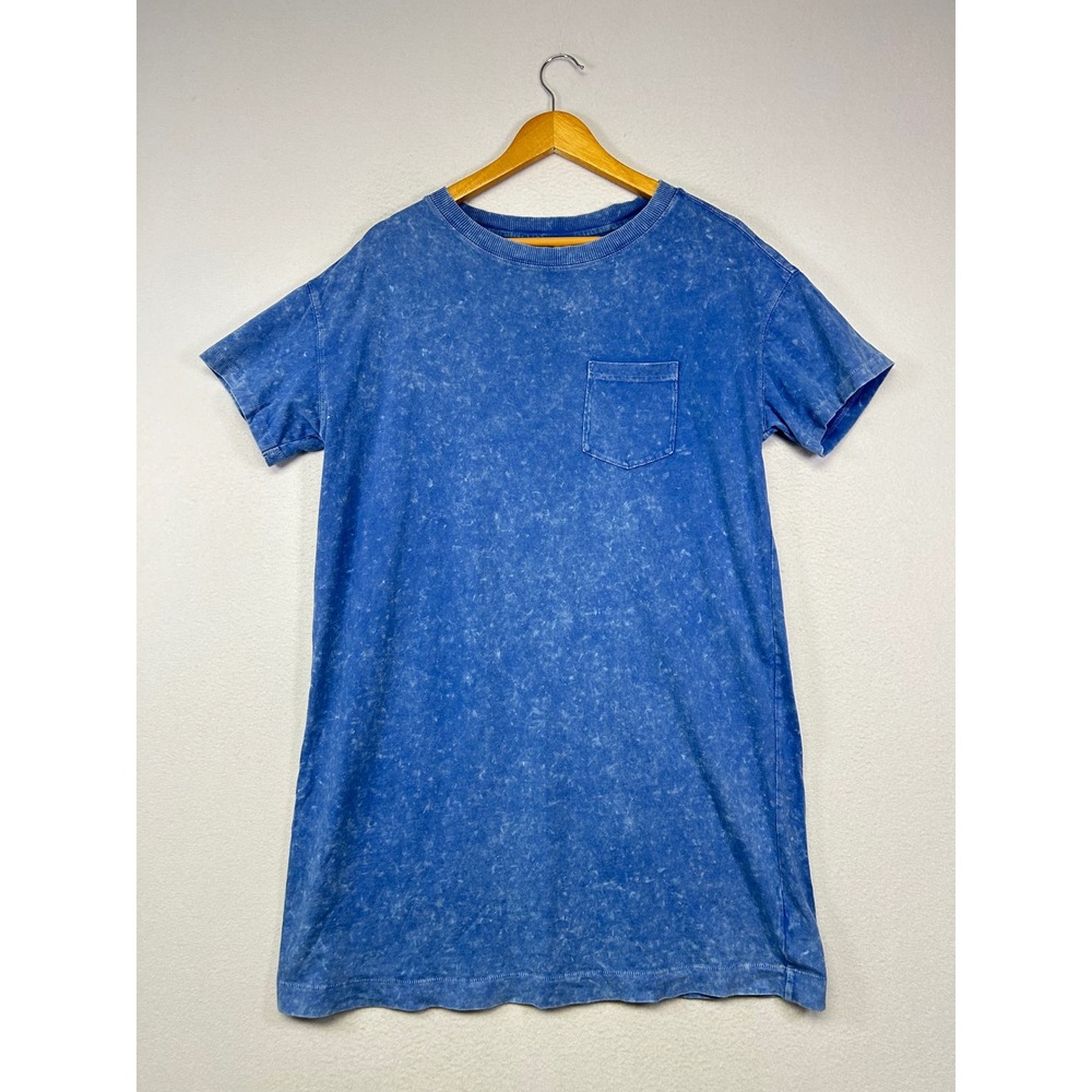 Acid Wash Old Navy Women M Blue Cotton Short Sleeve Pocket T-Shirt Dress